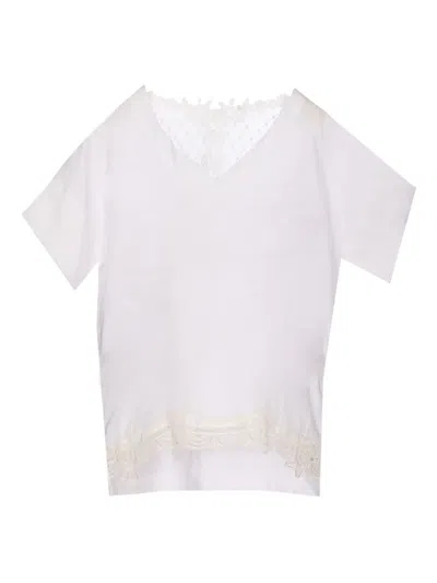 Maurizio Pecoraro Embroidered Lace-trimmed T-shirt In White