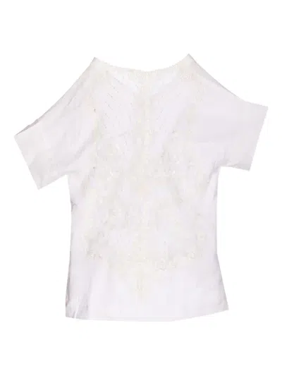 Maurizio Pecoraro Embroidered Lace-trimmed T-shirt In White
