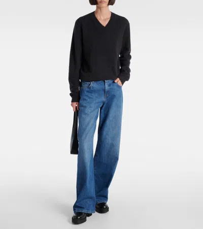 The Row Nobilis Leather Ankle Boots In Black