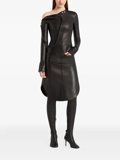 Courrèges Long Sleeve Asymmetric Zip Detail Top In Black