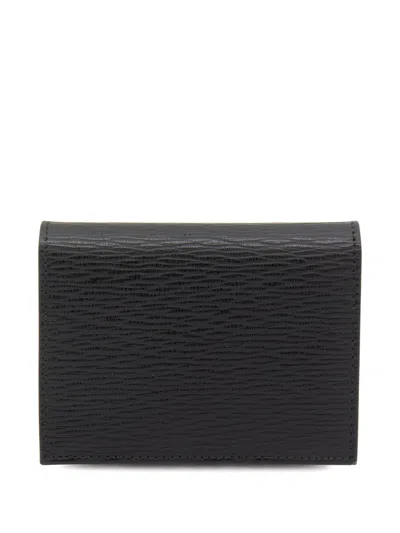 Ferragamo Compact Textured Leather Wallets In Black