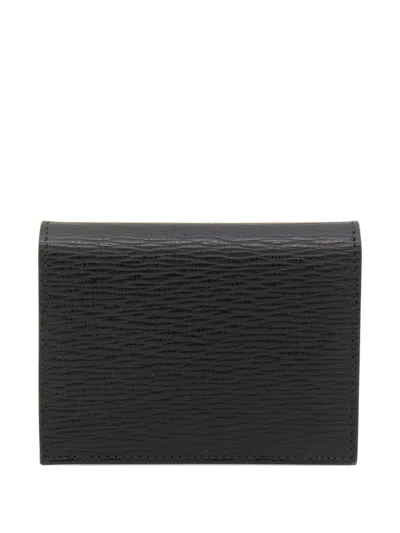 Ferragamo Compact Textured Leather Wallets In Black