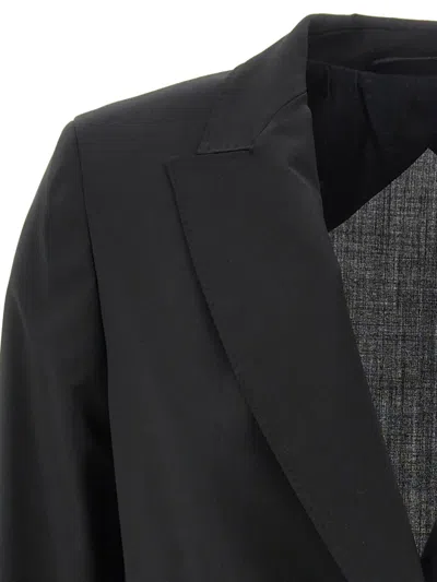 Max Mara Double-breasted Blazer In Wool Gabardine In Black