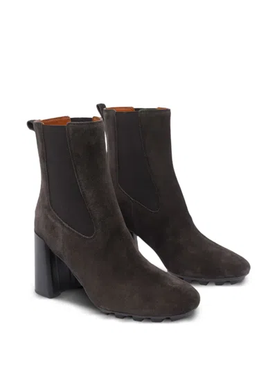 Hogan 90mm Elastic-panel Block-heel Boots In Brown