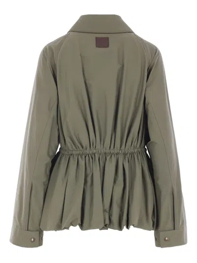 抽绳腰边缩褶夹克