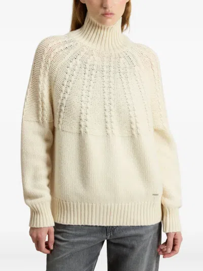 Woolrich Cable-knit Turtleneck Sweater In White
