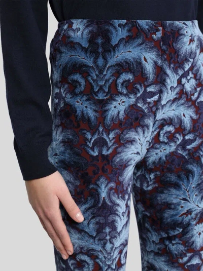 Etro Printed Crepe Flared Pants In Blue