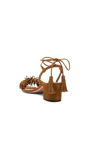 Shop Aquazzura Suede Wild Thing Sandals In Cognac