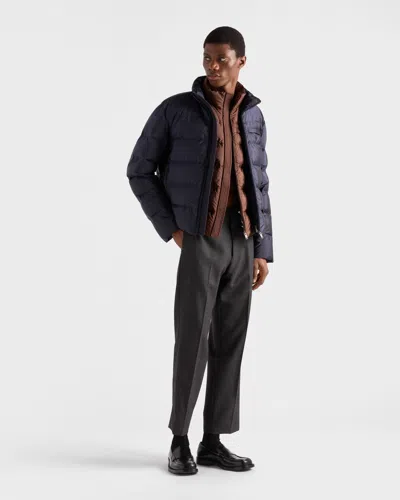 Prada Men's Re-nylon Down Vest In Brown