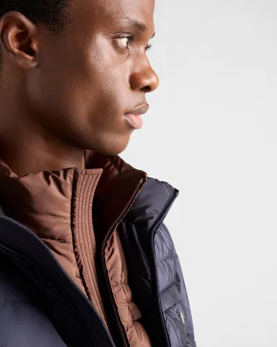 Prada Men's Re-nylon Down Vest In Brown