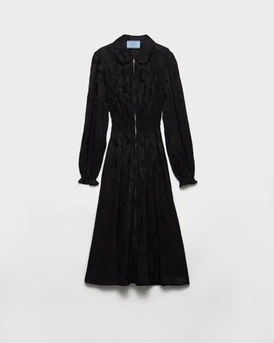 Prada Jacquard Dress Long Sleeves In Black