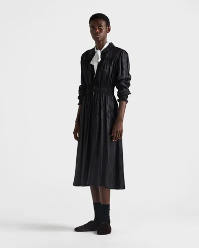 Prada Jacquard Dress Long Sleeves In Black