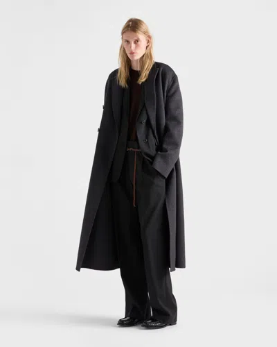 Prada Single-breasted Jacket In Superfine Wool In Black