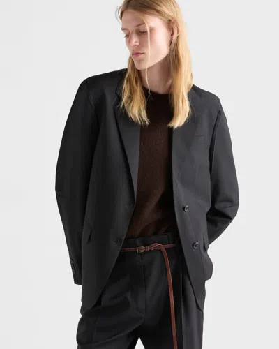 Prada Single-breasted Jacket In Superfine Wool In Black