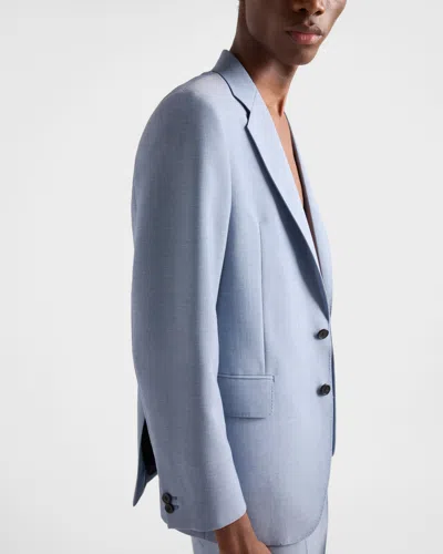Prada Single-breasted Wool And Mohair Jacket In Blue