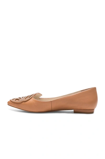 Shop Sophia Webster Leather Bibi Stud Butterfly Flats In Brown