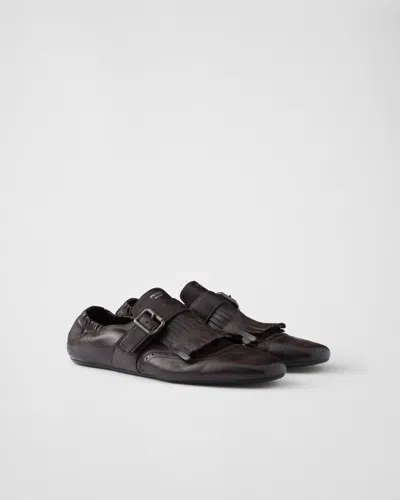 Prada Shuffle Fringed Monk Strap Shoes In Multi