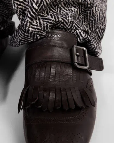 Prada Shuffle Fringed Monk Strap Shoes In Multi