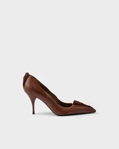 Prada Pointed Toe Stiletto Leather Pumps In Brown