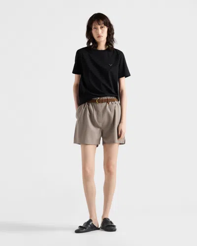 Prada Black T-shirt With Triangle Logo In Black