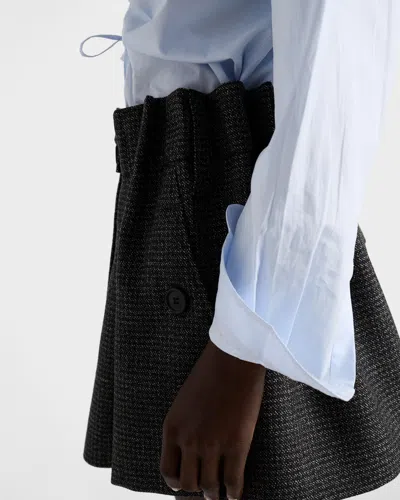 Prada Long Sleeve Collared Button Front Top In Blue