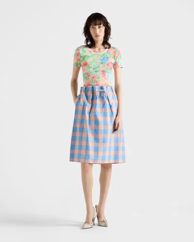 Prada Checked Poplin Midi-skirt In Multi