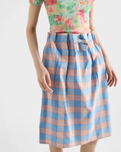 Prada Checked Poplin Midi-skirt In Multi