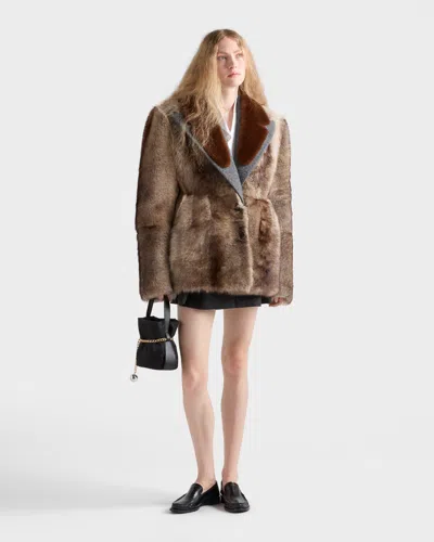 Prada Chevron Wool Mini Skirt In Multi