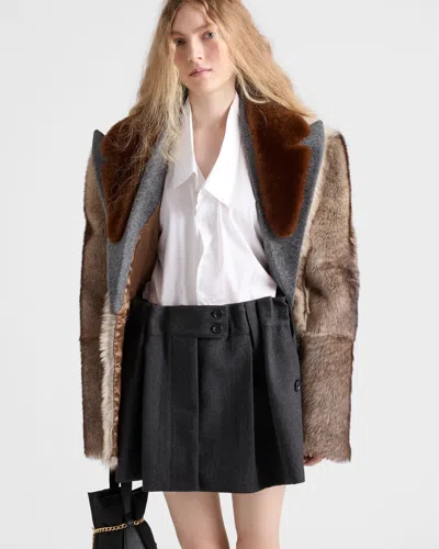 Prada Chevron Wool Mini Skirt In Multi