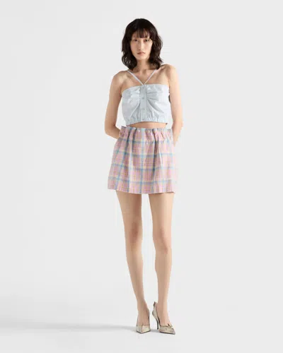 Prada Checked Cotton Miniskirt In Multi