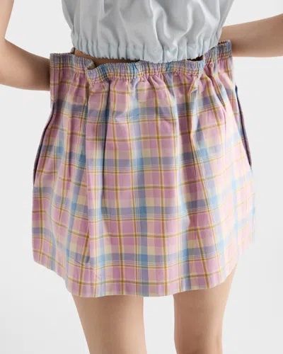 Prada Checked Cotton Miniskirt In Multi