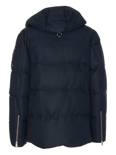 Moose Knuckles Quilted Hooded Jacket Removable Hood In Blue