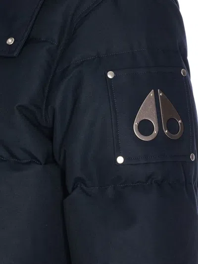 Moose Knuckles Quilted Hooded Jacket Removable Hood In Blue
