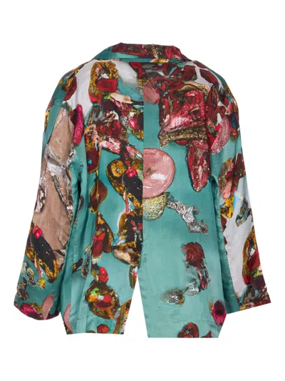 纽扣开合花卉印花夹克