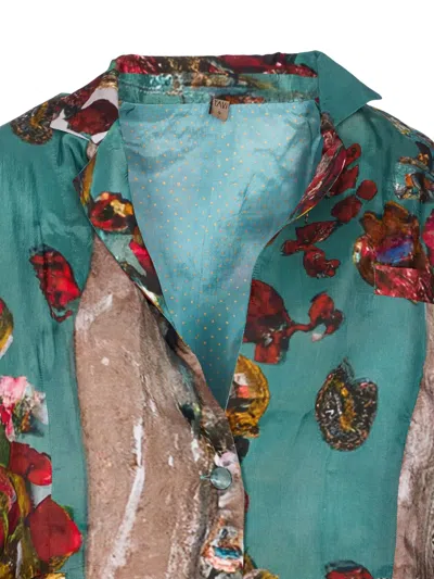 纽扣开合花卉印花夹克