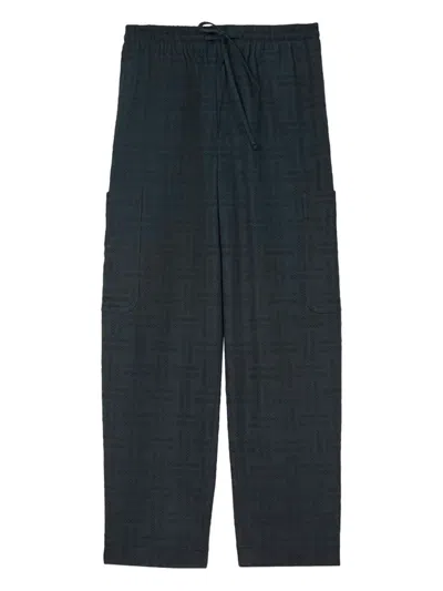 Kenzo Weave Cargo Pocket Patterned Jogger Trousers In Black