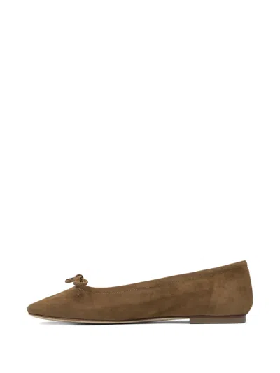 Aeyde Bow Detail Suede Finish Flat Sole Ballerinas In Brown