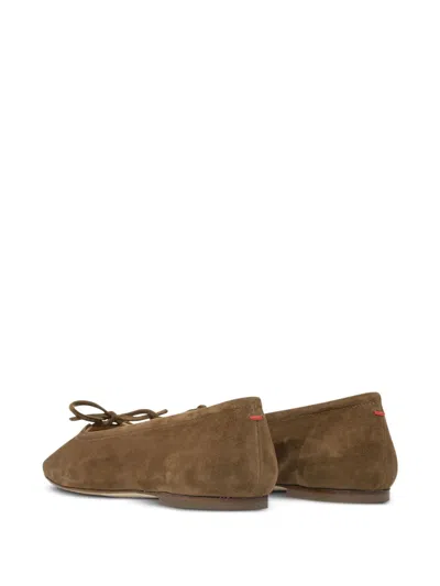 Aeyde Bow Detail Suede Finish Flat Sole Ballerinas In Brown
