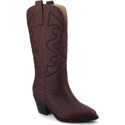 Journee Collection Womens Chantry Stacked Heel Dress Boots In Burgundy