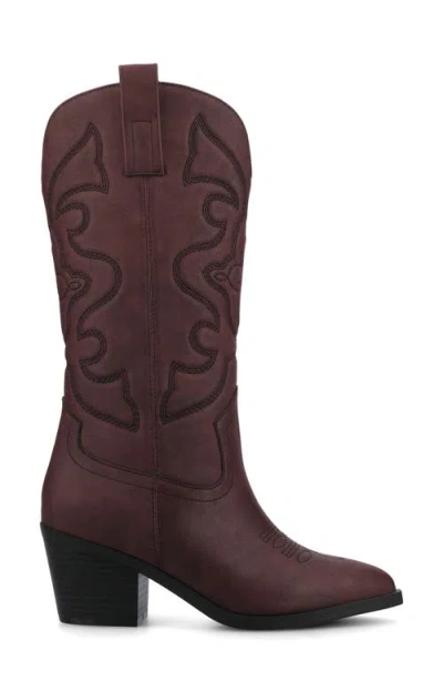 Journee Collection Womens Chantry Stacked Heel Dress Boots In Burgundy