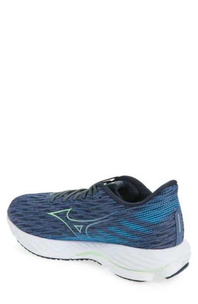 Mizuno Men's Wave Rider Twenty Eight Shoes In Vintage Indigo Neo Mint In Blue