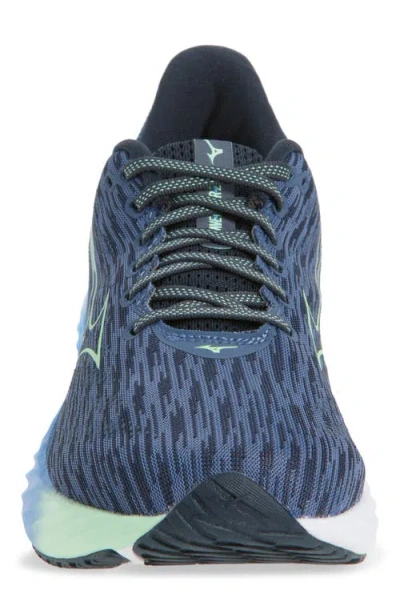 Mizuno Men's Wave Rider Twenty Eight Shoes In Vintage Indigo Neo Mint In Blue