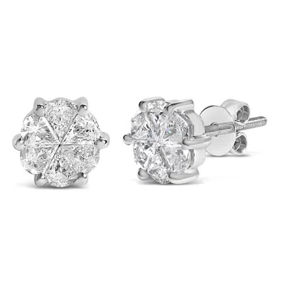 Haus Of Brilliance 14k White Gold 1.00 Cttw Pie Cut Diamond Solitaire Style Stud Earring In Metallic