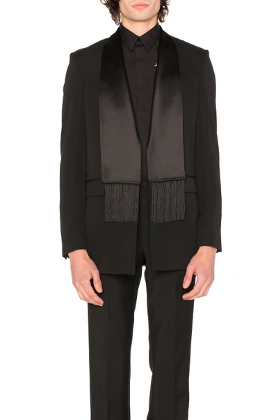 Shop Givenchy Single Breast Scarf Collar Jacket In Black