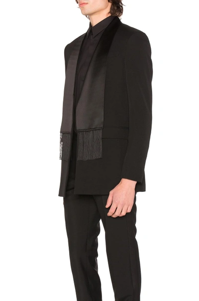 Shop Givenchy Single Breast Scarf Collar Jacket In Black