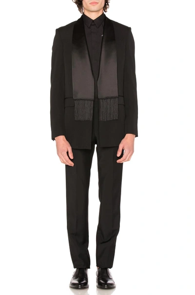 Shop Givenchy Single Breast Scarf Collar Jacket In Black