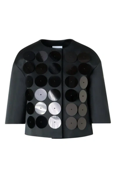 Akris Punto Macro Sequin Techno Taffeta Jacket In Black