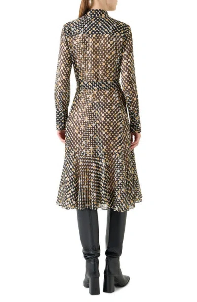 Akris Punto Polka Dot Devore Crepe Georgette Midi Boho Skirt In Multi