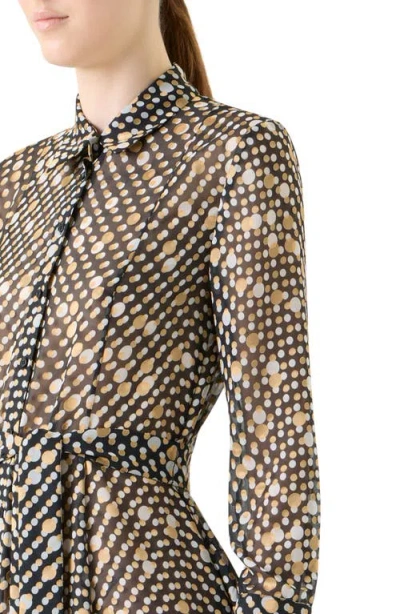 Akris Punto Polka Dot Devore Crepe Georgette Midi Boho Skirt In Multi