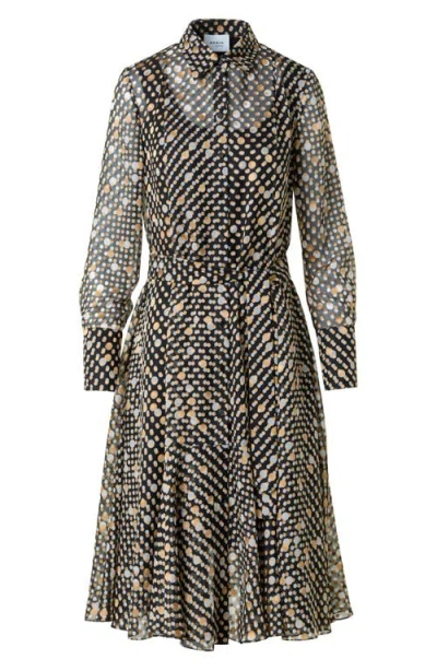 Akris Punto Polka Dot Devore Crepe Georgette Midi Boho Skirt In Multi